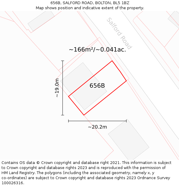 656B, SALFORD ROAD, BOLTON, BL5 1BZ: Plot and title map