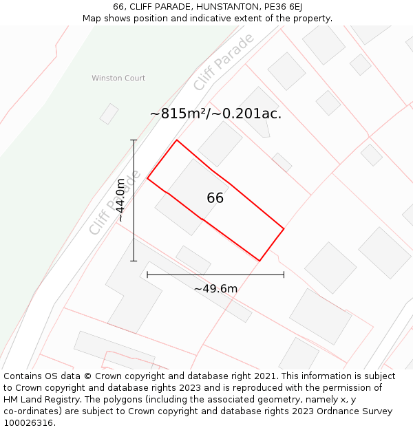 66, CLIFF PARADE, HUNSTANTON, PE36 6EJ: Plot and title map