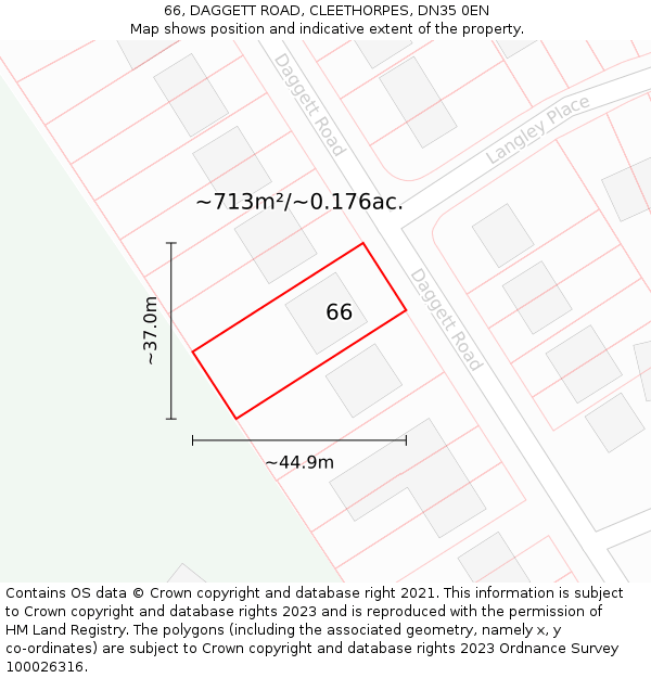 66, DAGGETT ROAD, CLEETHORPES, DN35 0EN: Plot and title map