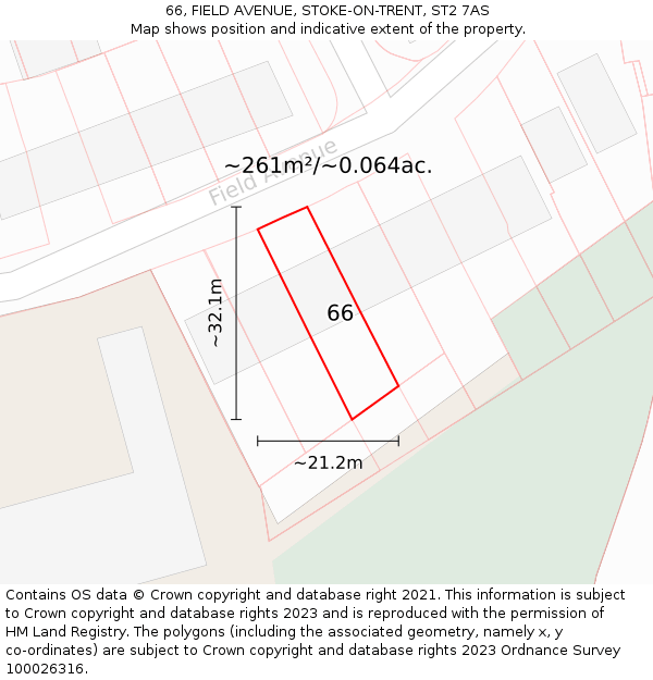 66, FIELD AVENUE, STOKE-ON-TRENT, ST2 7AS: Plot and title map
