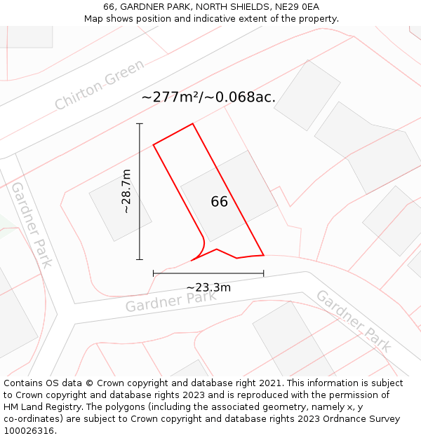 66, GARDNER PARK, NORTH SHIELDS, NE29 0EA: Plot and title map