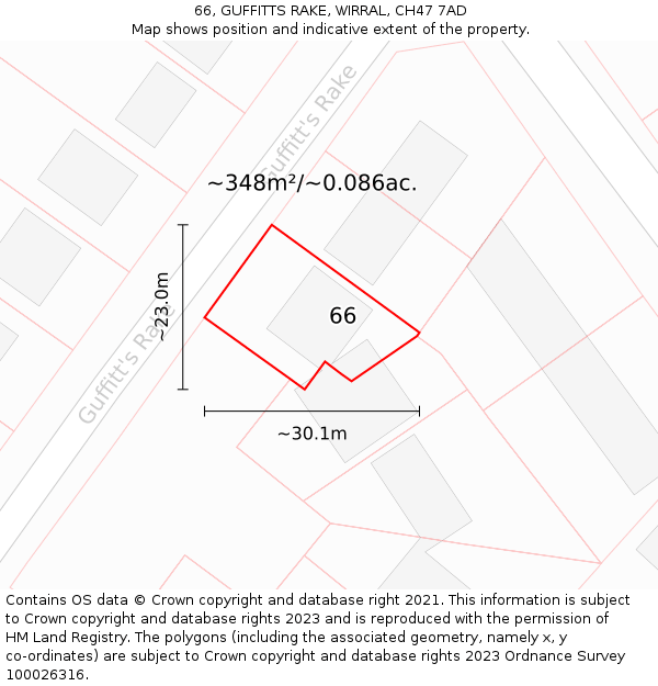 66, GUFFITTS RAKE, WIRRAL, CH47 7AD: Plot and title map