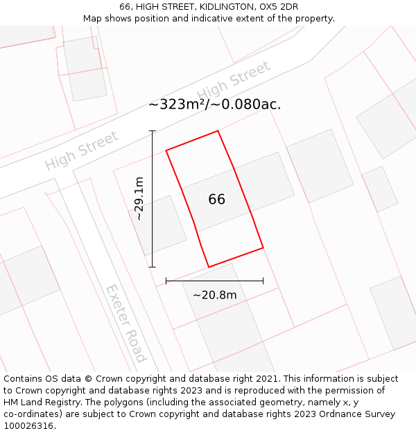 66, HIGH STREET, KIDLINGTON, OX5 2DR: Plot and title map