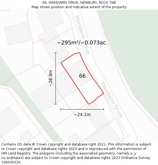 66, MANDARIN DRIVE, NEWBURY, RG14 7WE: Plot and title map