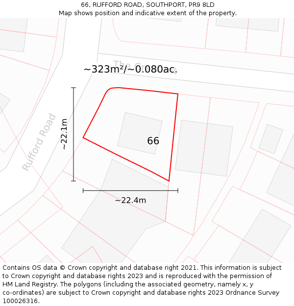 66, RUFFORD ROAD, SOUTHPORT, PR9 8LD: Plot and title map