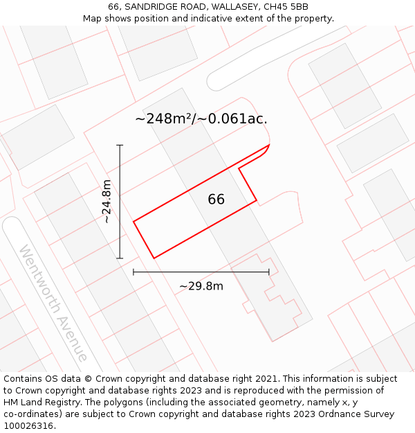 66, SANDRIDGE ROAD, WALLASEY, CH45 5BB: Plot and title map