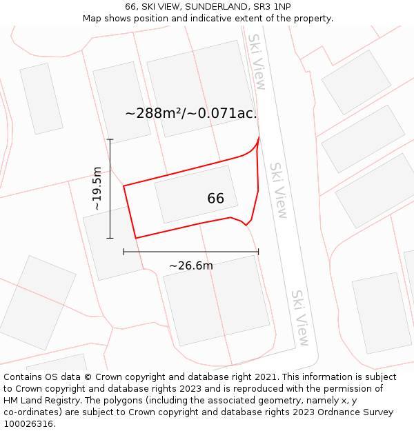 66, SKI VIEW, SUNDERLAND, SR3 1NP: Plot and title map