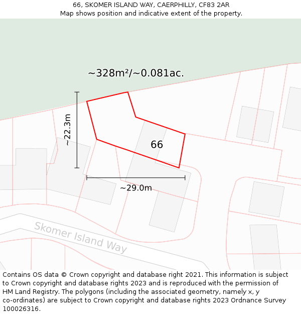 66, SKOMER ISLAND WAY, CAERPHILLY, CF83 2AR: Plot and title map