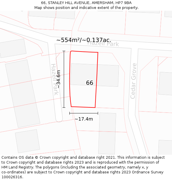 66, STANLEY HILL AVENUE, AMERSHAM, HP7 9BA: Plot and title map