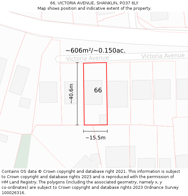 66, VICTORIA AVENUE, SHANKLIN, PO37 6LY: Plot and title map