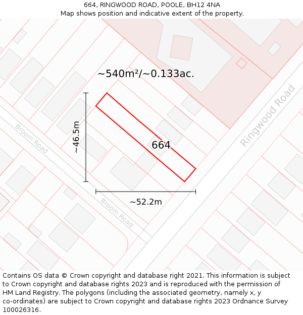 664, RINGWOOD ROAD, POOLE, BH12 4NA: Plot and title map