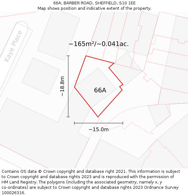 66A, BARBER ROAD, SHEFFIELD, S10 1EE: Plot and title map