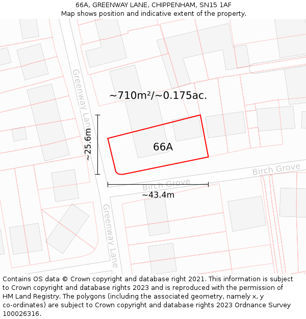 66A, GREENWAY LANE, CHIPPENHAM, SN15 1AF: Plot and title map