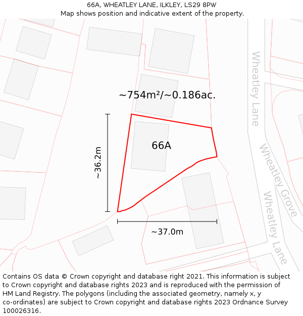 66A, WHEATLEY LANE, ILKLEY, LS29 8PW: Plot and title map