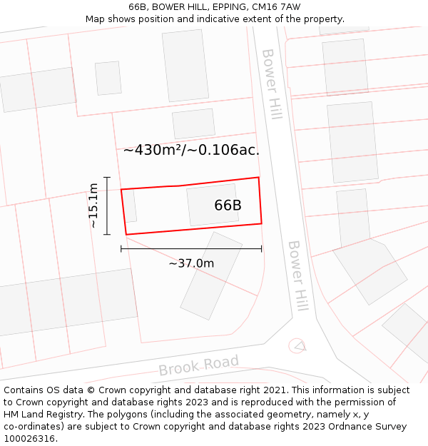 66B, BOWER HILL, EPPING, CM16 7AW: Plot and title map