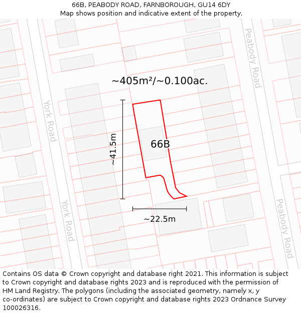 66B, PEABODY ROAD, FARNBOROUGH, GU14 6DY: Plot and title map