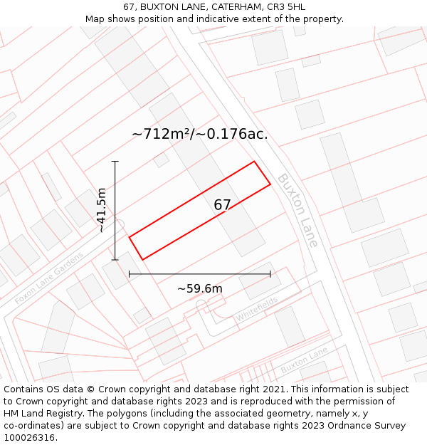 67, BUXTON LANE, CATERHAM, CR3 5HL: Plot and title map