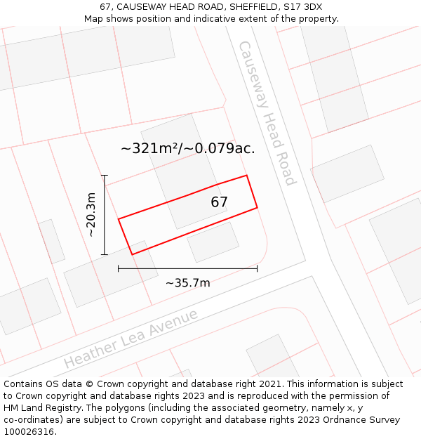 67, CAUSEWAY HEAD ROAD, SHEFFIELD, S17 3DX: Plot and title map