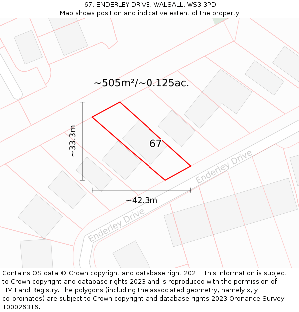 67, ENDERLEY DRIVE, WALSALL, WS3 3PD: Plot and title map