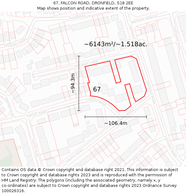 67, FALCON ROAD, DRONFIELD, S18 2EE: Plot and title map
