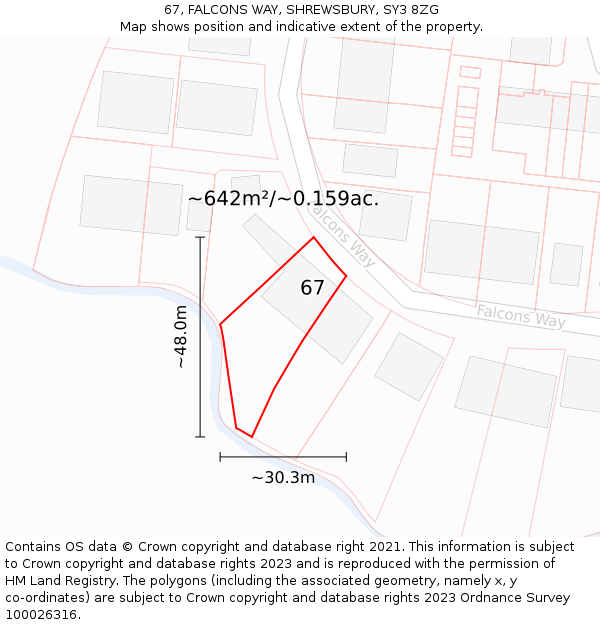 67, FALCONS WAY, SHREWSBURY, SY3 8ZG: Plot and title map