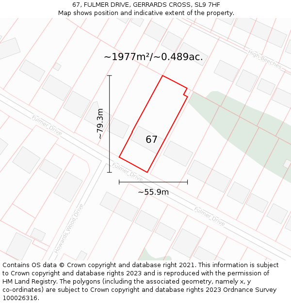 67, FULMER DRIVE, GERRARDS CROSS, SL9 7HF: Plot and title map