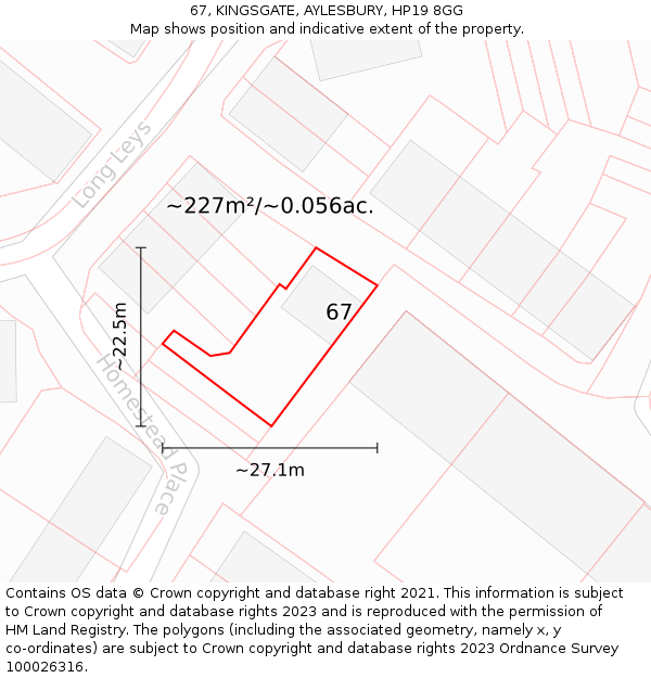 67, KINGSGATE, AYLESBURY, HP19 8GG: Plot and title map