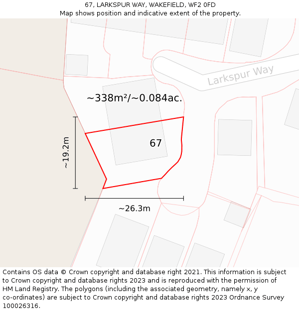 67, LARKSPUR WAY, WAKEFIELD, WF2 0FD: Plot and title map