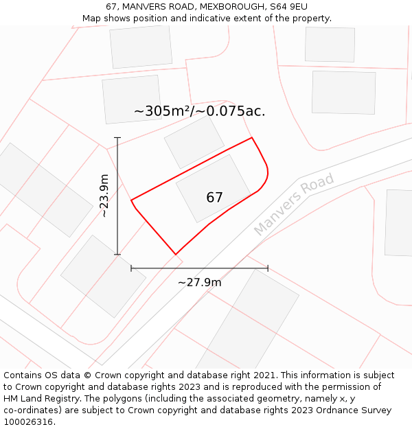 67, MANVERS ROAD, MEXBOROUGH, S64 9EU: Plot and title map