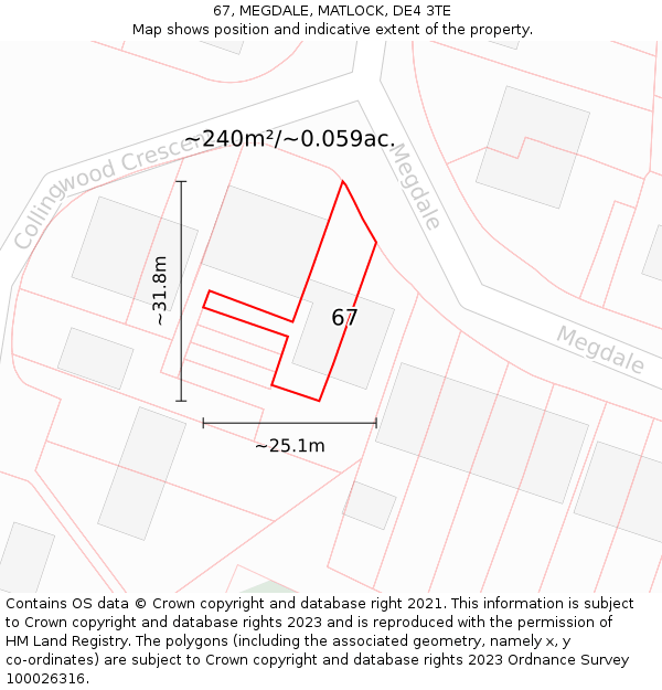 67, MEGDALE, MATLOCK, DE4 3TE: Plot and title map