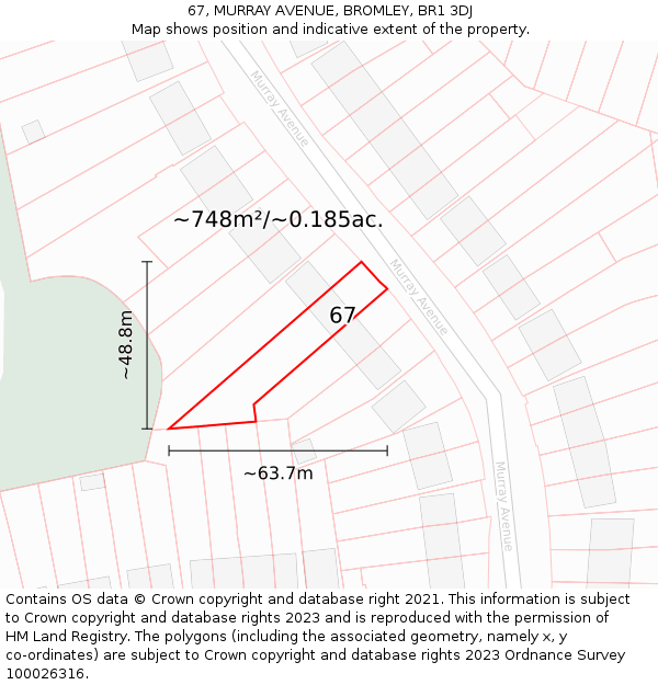 67, MURRAY AVENUE, BROMLEY, BR1 3DJ: Plot and title map