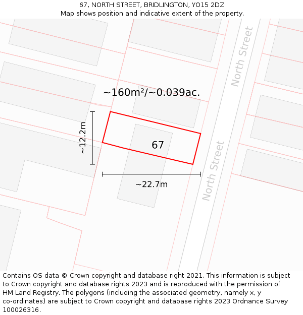 67, NORTH STREET, BRIDLINGTON, YO15 2DZ: Plot and title map