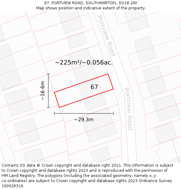 67, PORTVIEW ROAD, SOUTHAMPTON, SO18 2AY: Plot and title map