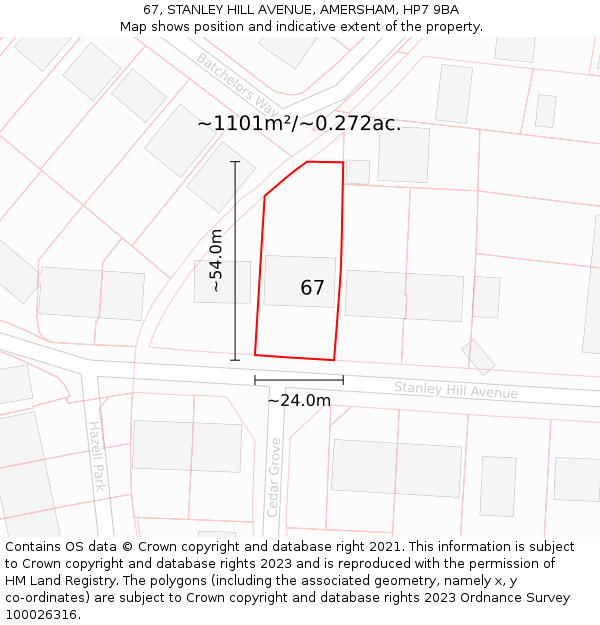 67, STANLEY HILL AVENUE, AMERSHAM, HP7 9BA: Plot and title map