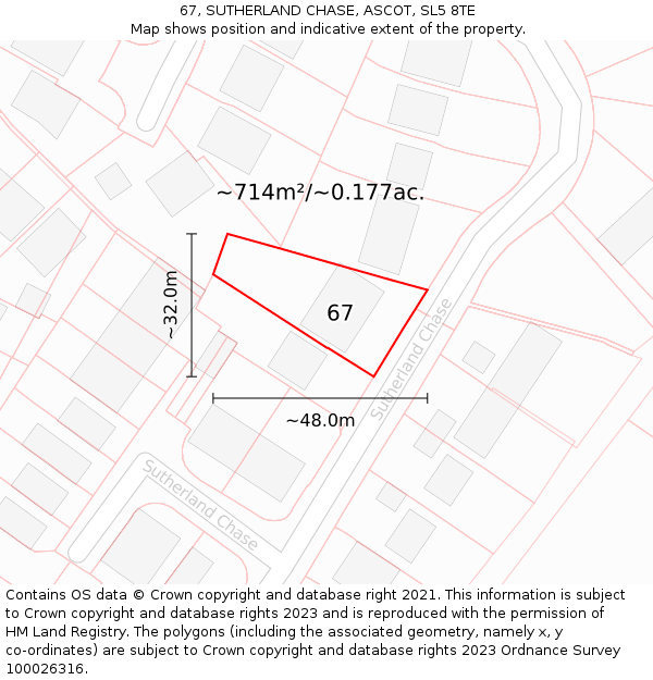 67, SUTHERLAND CHASE, ASCOT, SL5 8TE: Plot and title map