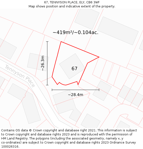 67, TENNYSON PLACE, ELY, CB6 3WF: Plot and title map