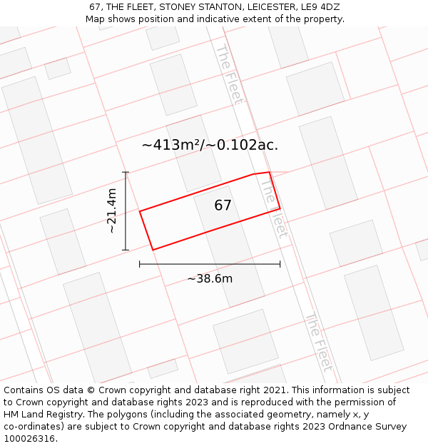 67, THE FLEET, STONEY STANTON, LEICESTER, LE9 4DZ: Plot and title map