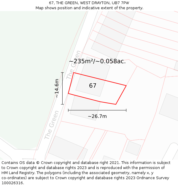 67, THE GREEN, WEST DRAYTON, UB7 7PW: Plot and title map