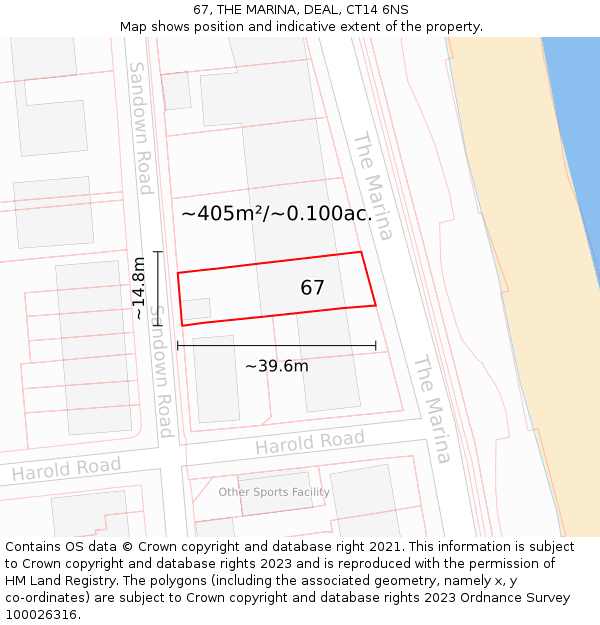 67, THE MARINA, DEAL, CT14 6NS: Plot and title map