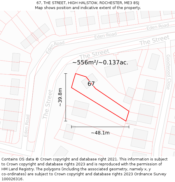 67, THE STREET, HIGH HALSTOW, ROCHESTER, ME3 8SJ: Plot and title map