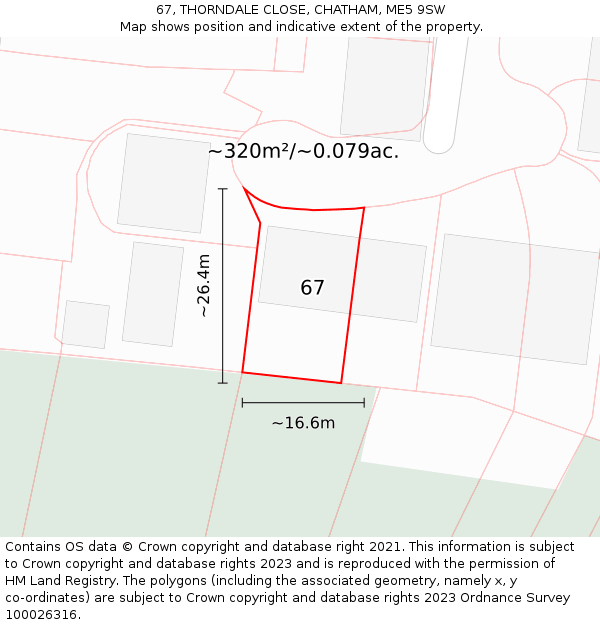 67, THORNDALE CLOSE, CHATHAM, ME5 9SW: Plot and title map