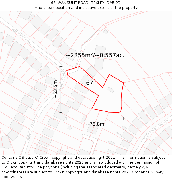 67, WANSUNT ROAD, BEXLEY, DA5 2DJ: Plot and title map