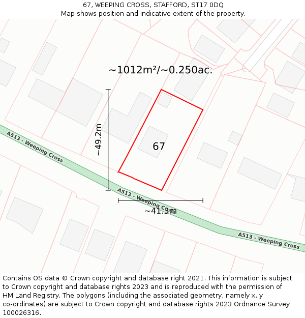 67, WEEPING CROSS, STAFFORD, ST17 0DQ: Plot and title map
