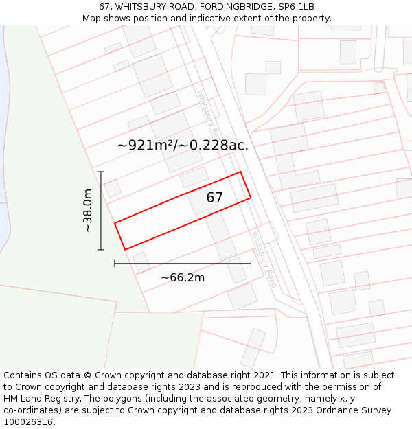 67, WHITSBURY ROAD, FORDINGBRIDGE, SP6 1LB: Plot and title map