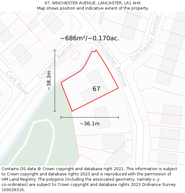 67, WINCHESTER AVENUE, LANCASTER, LA1 4HX: Plot and title map