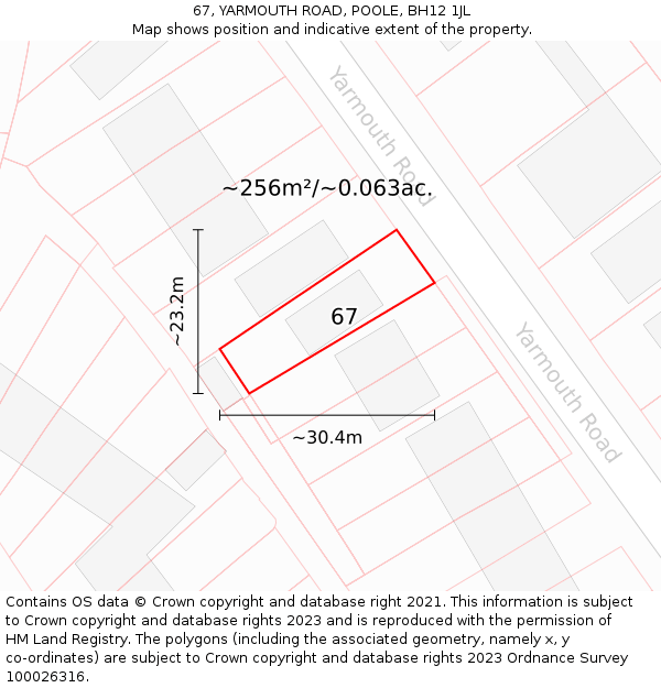 67, YARMOUTH ROAD, POOLE, BH12 1JL: Plot and title map