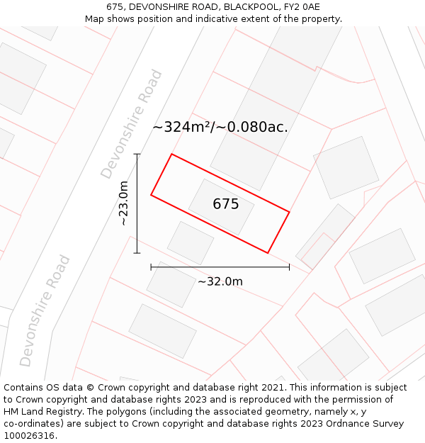 675, DEVONSHIRE ROAD, BLACKPOOL, FY2 0AE: Plot and title map