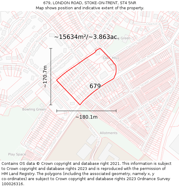 679, LONDON ROAD, STOKE-ON-TRENT, ST4 5NR: Plot and title map
