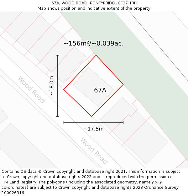 67A, WOOD ROAD, PONTYPRIDD, CF37 1RH: Plot and title map