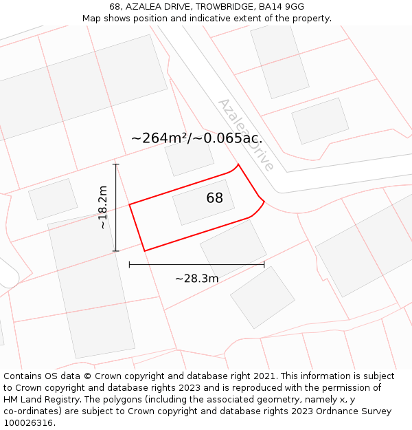 68, AZALEA DRIVE, TROWBRIDGE, BA14 9GG: Plot and title map